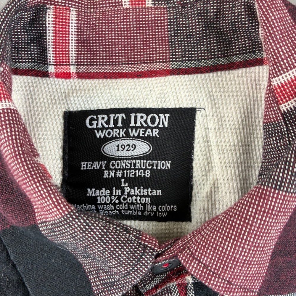 Rocawear Grit Iron Work Wear Mens Large Red Black Plaid Lined Flannel Shirt Read - Picture 6 of 14